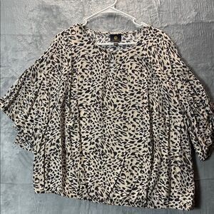 JM Collection Cheetah Animal Print Flowy Sleeves Top Blouse Size 3X